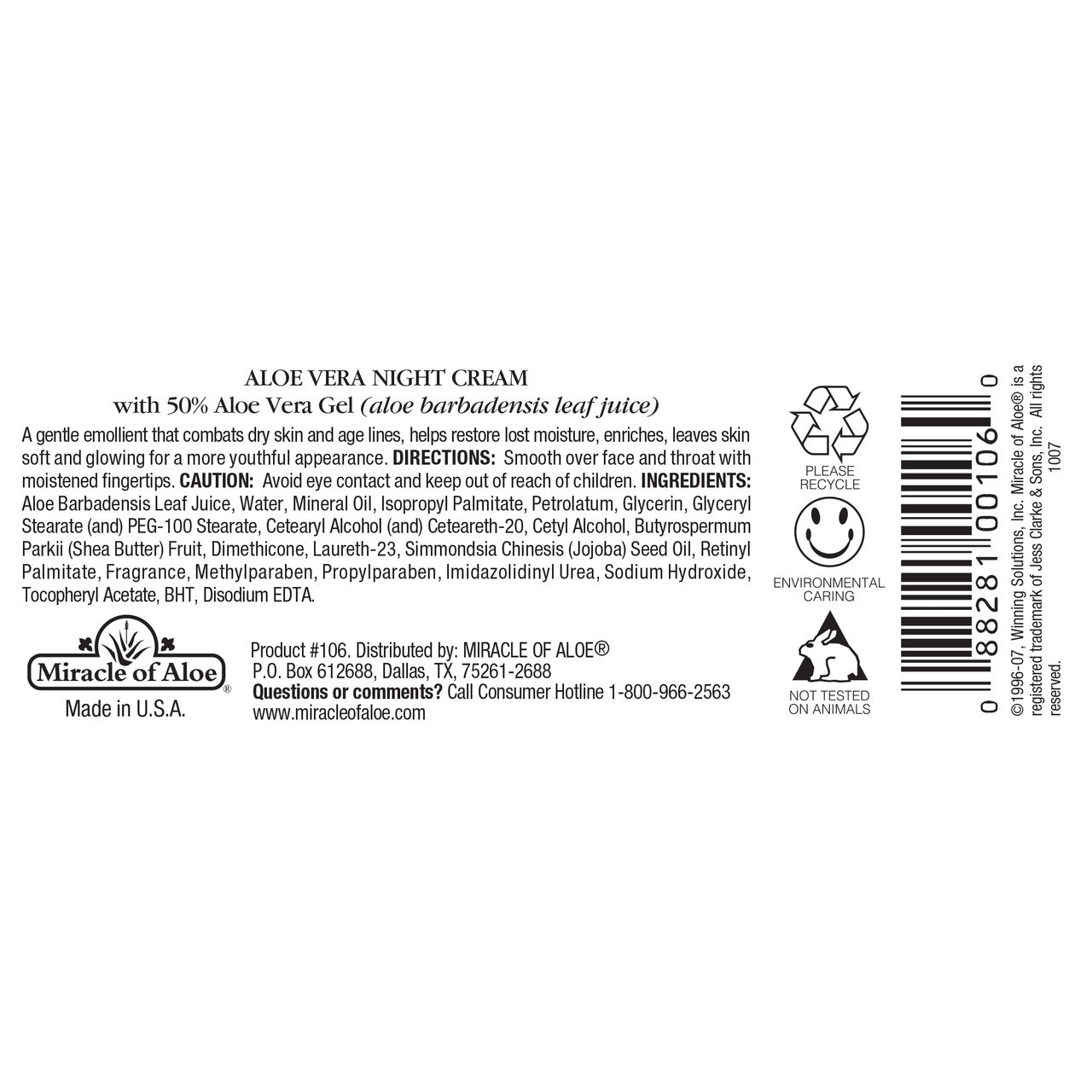 Aloe Vera Night Cream Back 