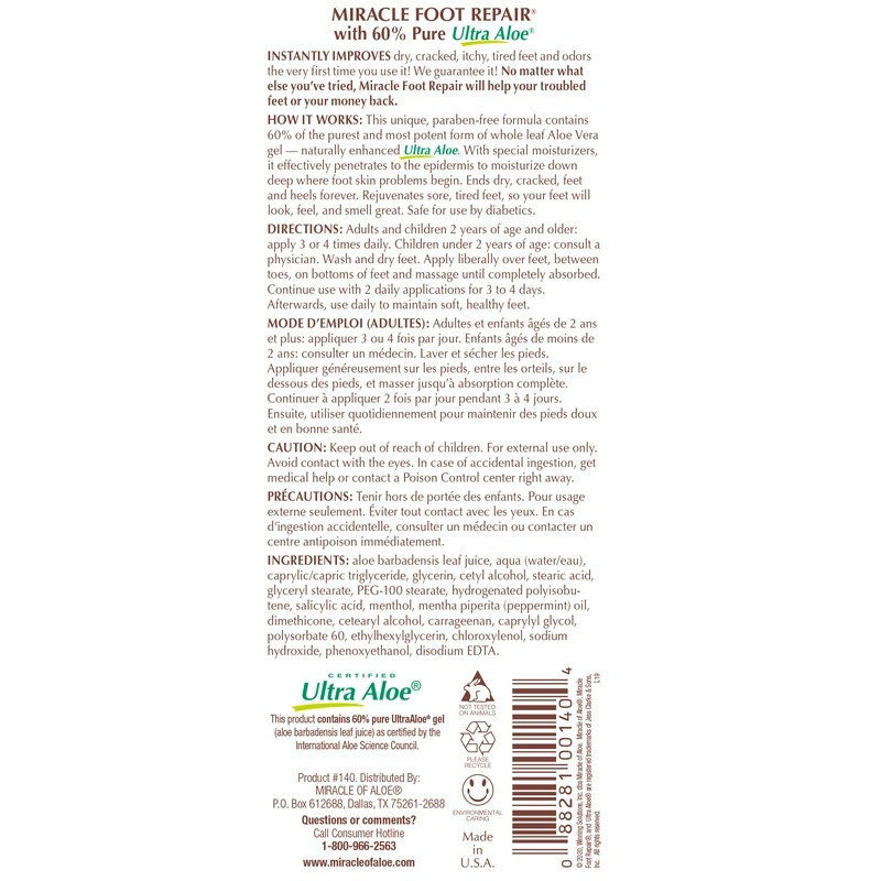Miracle foot repair 8 oz back panel